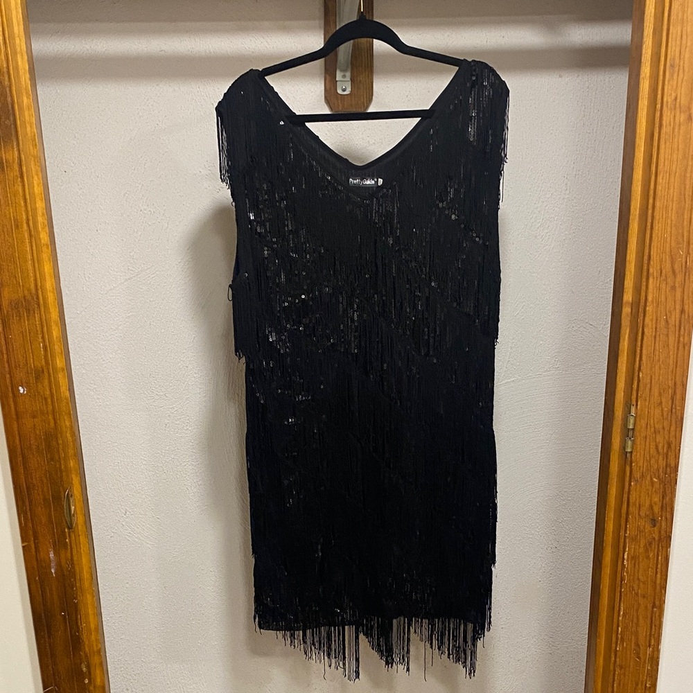 Elegant Black Fringe Mini Dress